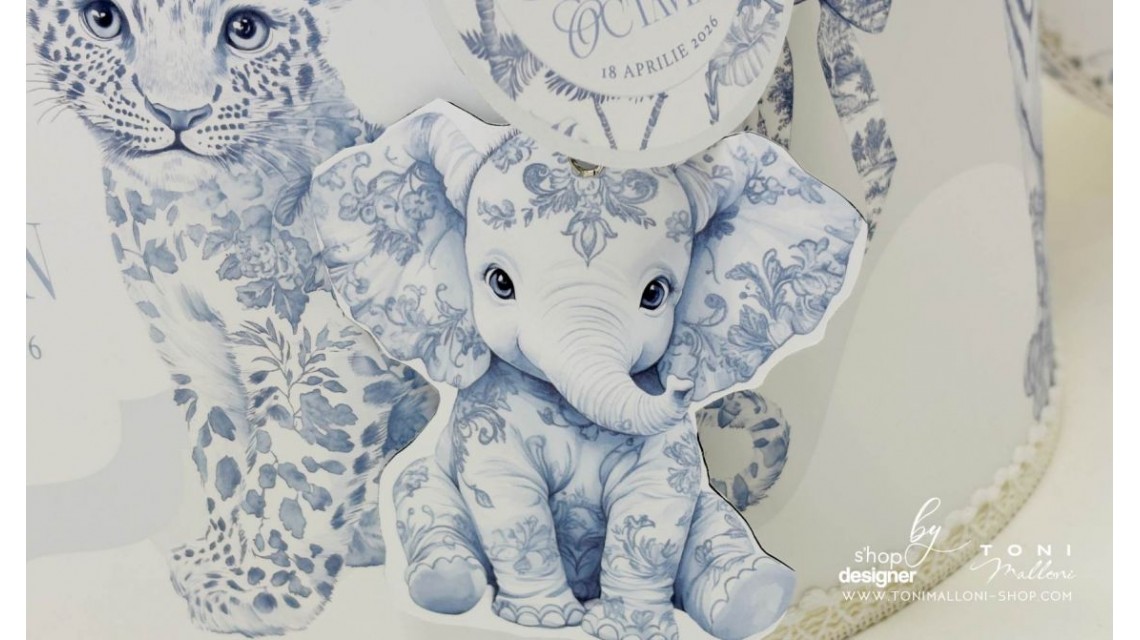 Trusou botez Safari Bleu personalizat băiat – tematică jungle elegantă 19